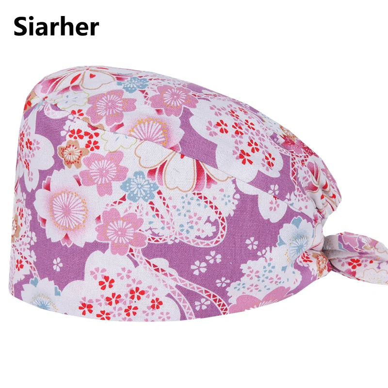 2020 new surgery cap Operating room female and male doctor nurse beauty cotton European American printing tie | Тематическая одежда
