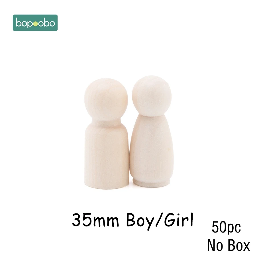 35mm Girl Bopoobo 50 шт. деревянный Прорезыватель для зубов, деревянные колышки для кукол, клен, неокрашенный, для детей, Pg, куклы ручной работы, незавершенные куклы, Декор, куклы, набор игрушек - Цвет: 35mm Girl