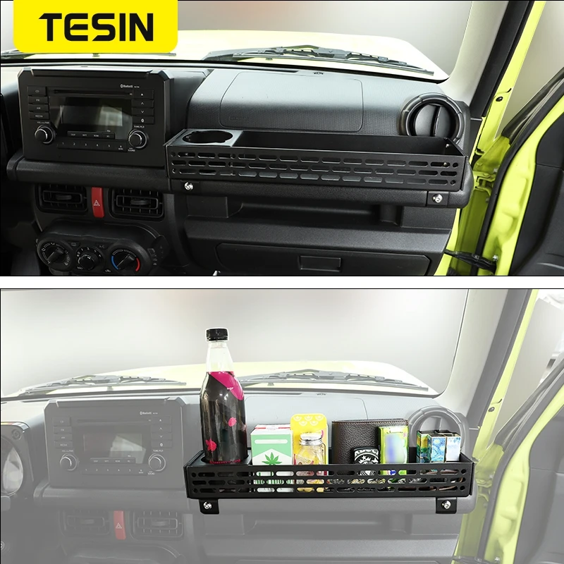 tesin aluminum alloy car co pilot handle storage box organizer with phone holder accessories fit for suzuki jimny 2019 2020 2021 free global shipping
