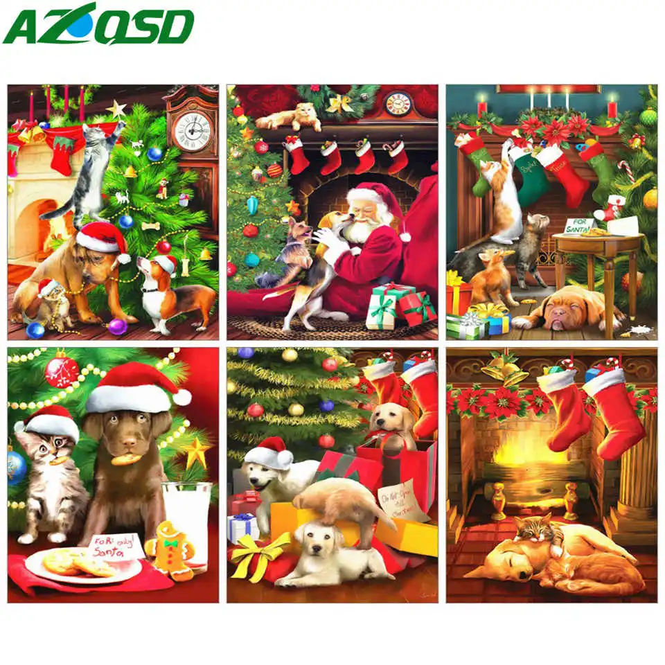 AZQSD алмазная вышивка собаки крестиком мозаика рождество новогодние украшения