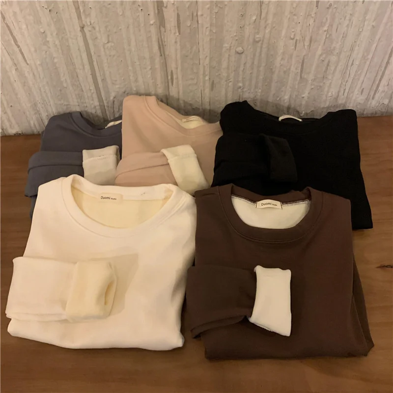 

Plush and thickened warm bottomed shirt women's wear long sleeved T-shirt in autumn and winter 2021 new slim top