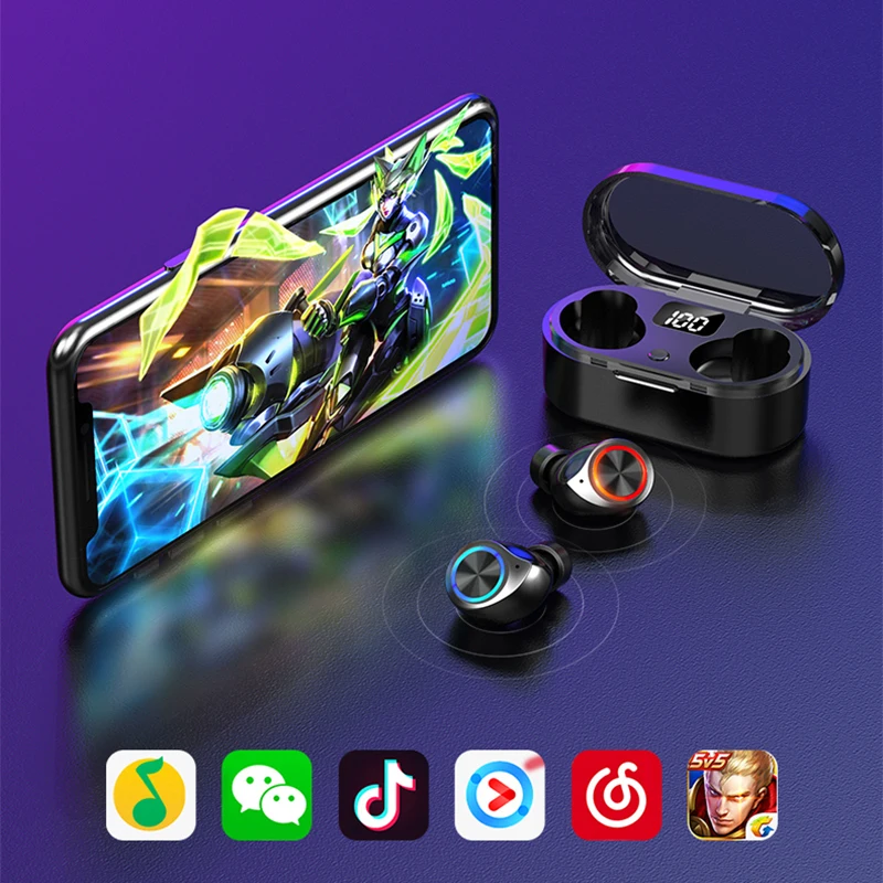 DAG TW80 беспроводные наушники Bluetooth 5,0 наушники бас HiFi Steroe наушники TWS мини наушники с микрофоном+ светодиодный дисплей зарядка
