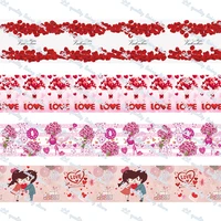 22mm 75mm valentines day printed grosgrain ribbon diy handmade material wedding party decoration 50 yards