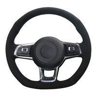car steering wheel cover diy black genuine leather suede for volkswagen vw golf 7 gti golf r mk7 vw polo gti scirocco 2015 2016