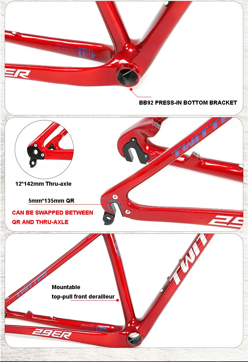 Twitter LEOPARDpro MTB XC карбоновая рама 29er 27,5 er горный велосипед Внедорожный гоночный дисковый тормоз внутренний кабель Быстрый выпуск через ось