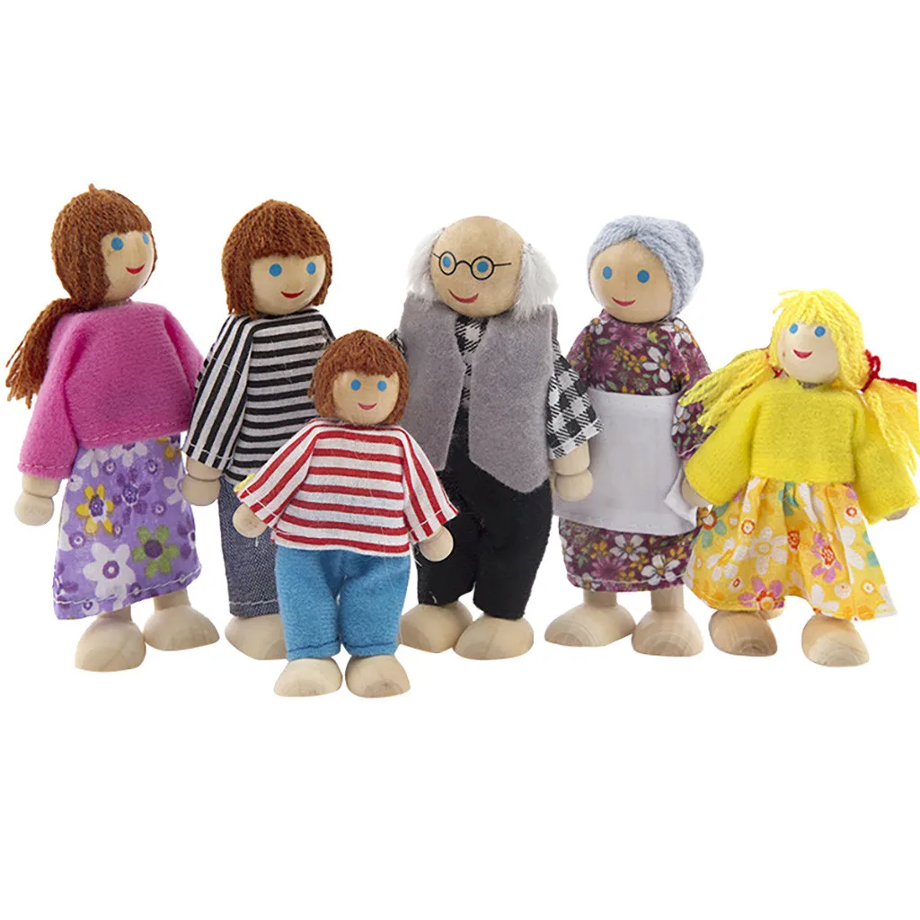 

Wooden Dolls Toys Figures Furniture House Family Miniature 7 People Doll Toy For Kid Child Enfants Brinquedos Infantis Play Toy