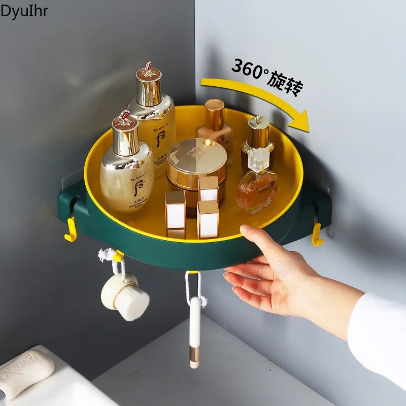 

Rotating shelf toilet bathroom storage rack kitchen supplies corner shelf free punch toilet shelf wall-mounted shelf DyuIhr