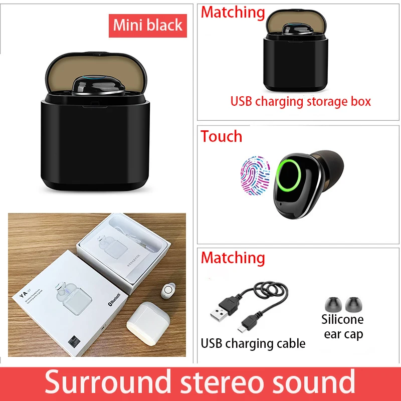 Мини bluetooth 5 0 наушники TWS беспроводные двойные одиночные HiFi Graphene Smart Touch