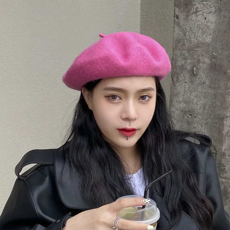 Шерстяной берет шапка Легкий Повседневный классический однотонный шерстяной