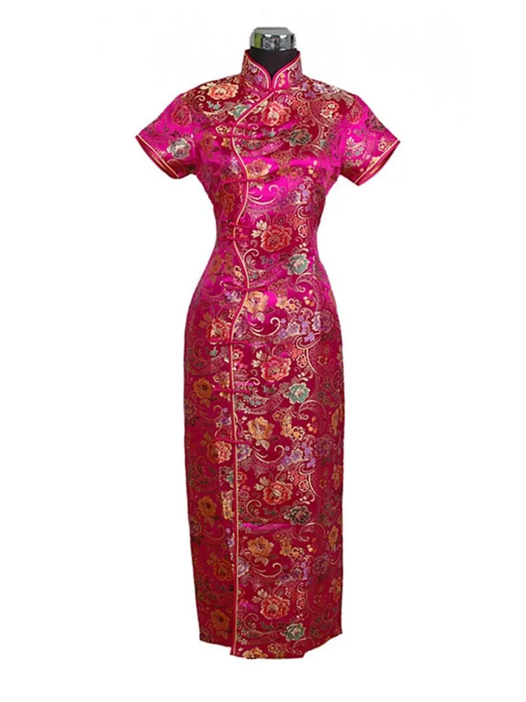 Черные традиционные китайские платья s M ujer Vestido новые женские атласные Длинные
