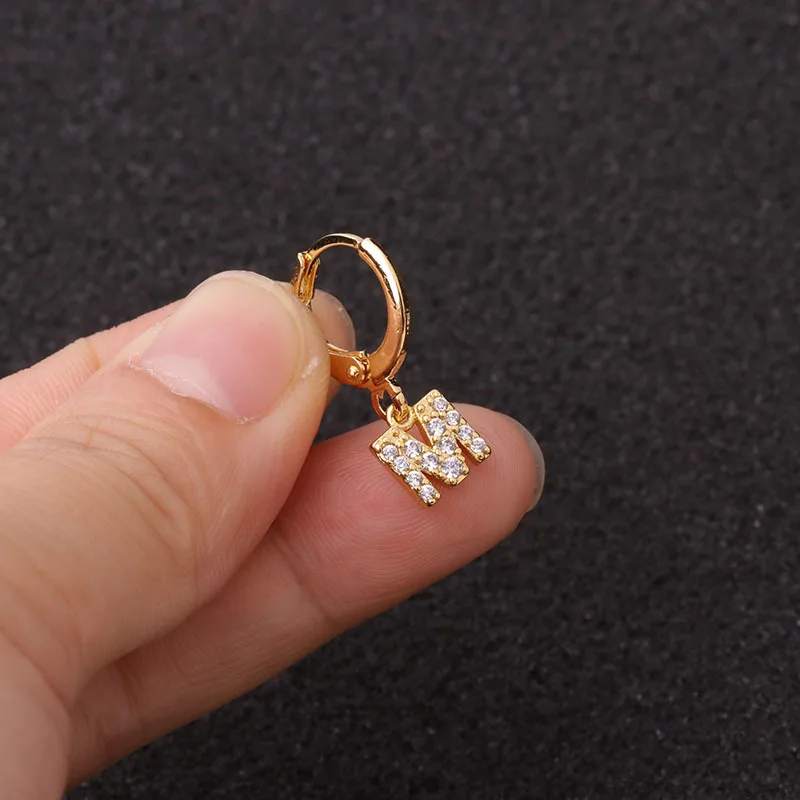 Серьги клипсы для Пирсинга Ушей с 26 буквами на английском языке|Серьги-гвоздики| |