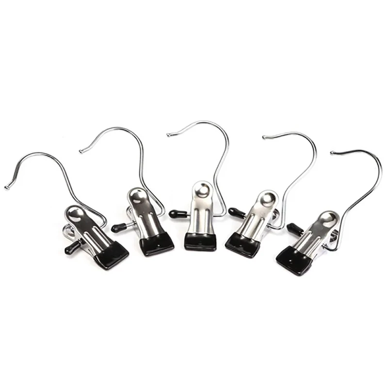 5pcs/set Clothes Hanger Hooks Laundry Stainelss Steel Rack Bag Boot JK0911 Pin Holder Rails Mini Shoes Clip P2J8 | Дом и сад