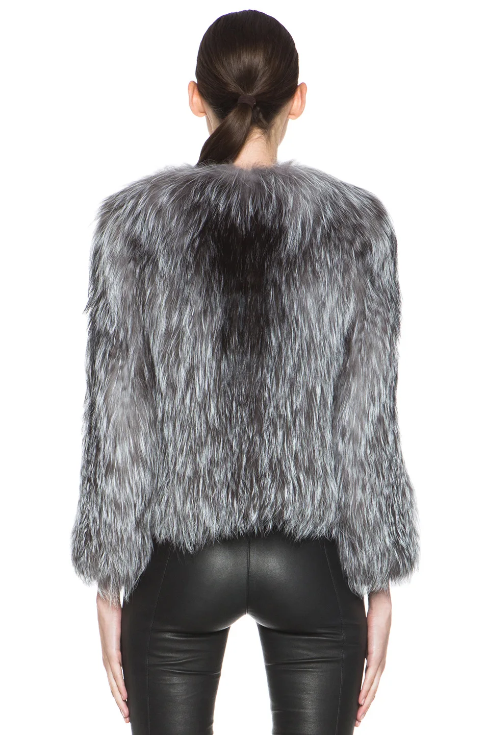

Luxury 100% Real Silver Fox Fur Coat Natural Fur Coat for Women Female Winter Weave Fur Short Jacket Soft Casual Warm Coat New