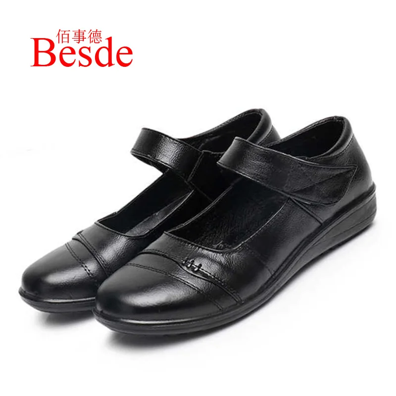 

2019 classic Old style genuine leather women falts plus size 41/42 cow leather flats female casual shoes autumn/spring