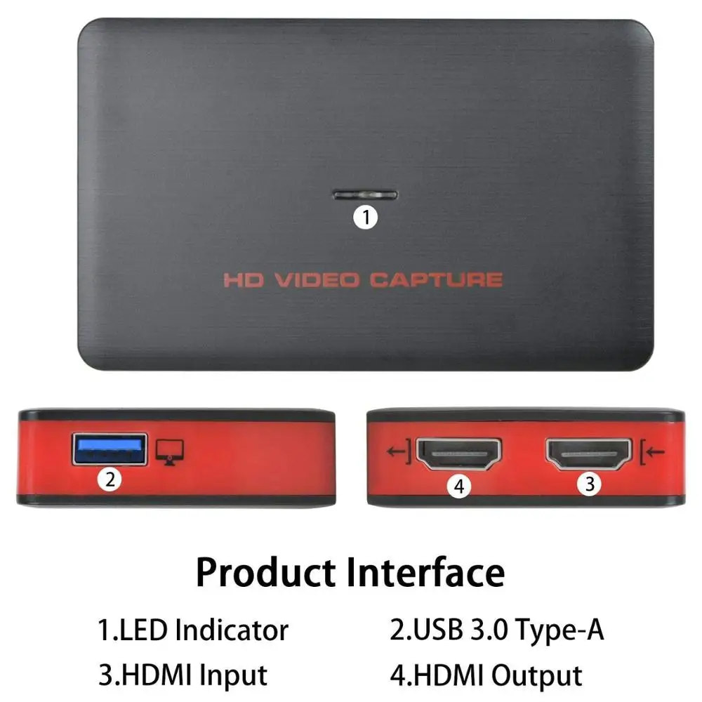 USB 3.0 HDMI HD Game Video Capture Card 1080P 60FPS Recorder Box Device Live Streaming for Windows Linux Os X System | Электроника