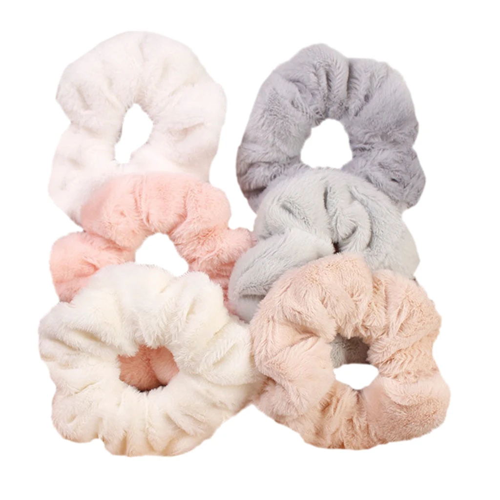 

Set of 6 3.9inch Plush Hair Scrunchies Women Female Ponytail Holders Hairs Scrunchy Fashion Hair Styling Bun Hair Ties
