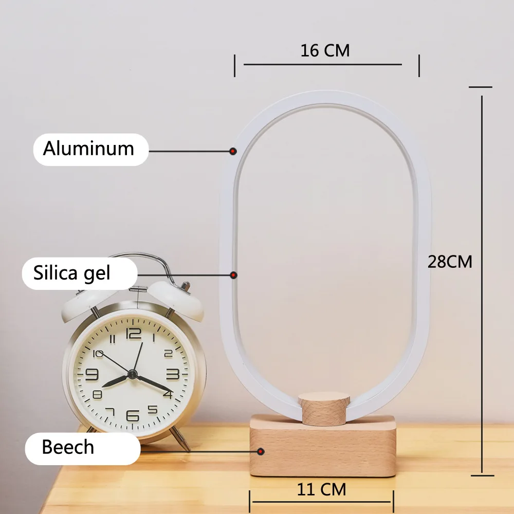 

LED Wood Table Lamp USB Rechargeable Bedroom Bedside Night Light Creative Home Decor Unique House Warmging 3W 3 Touch Control