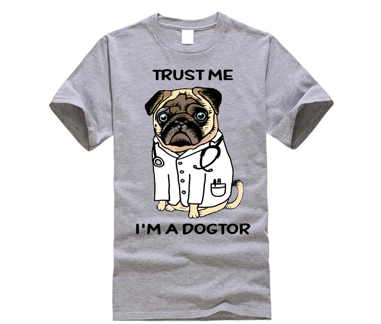 Забавная футболка с надписью Trust Me I'm a Dogtor Pug летняя изображением доктора