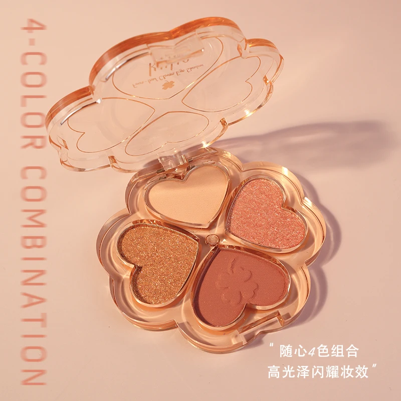 

Blooming Flowers 4 Colors Eyeshadow Palette Matte Soft Shiny Highlight Powder Glitter Eye Shadow Brighten Eye Waterproof Makeup