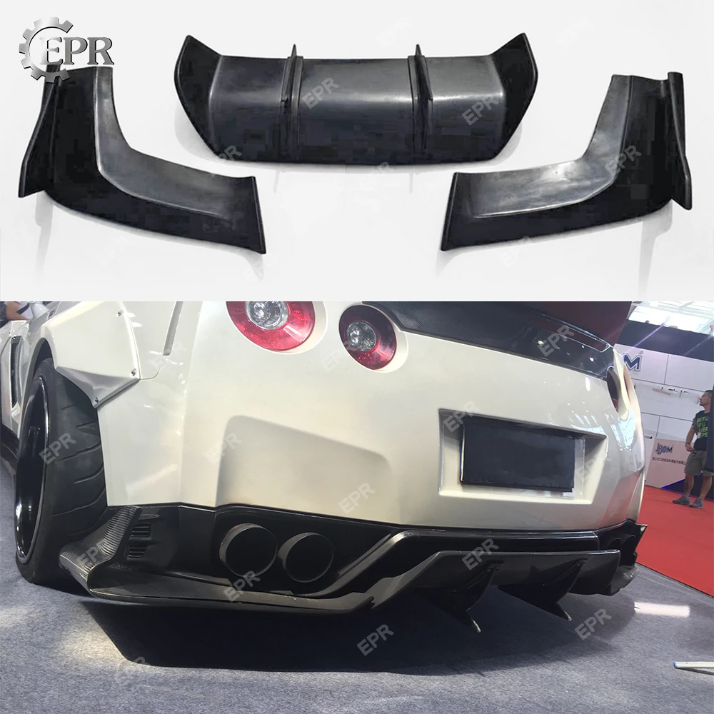 Для Nissan GTR R35 TP Стиль углеродного волокна рассеиватель задней губы отделка 3 шт 2008