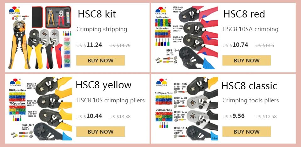 HSC8 10SA обжимные плоскогубцы 0,25-10мм2 23-7AWG HSC8 6-6A/6-4A Клеммная коробка для труб бренд мини Тип круглый нос европейские плоскогубцы инструменты