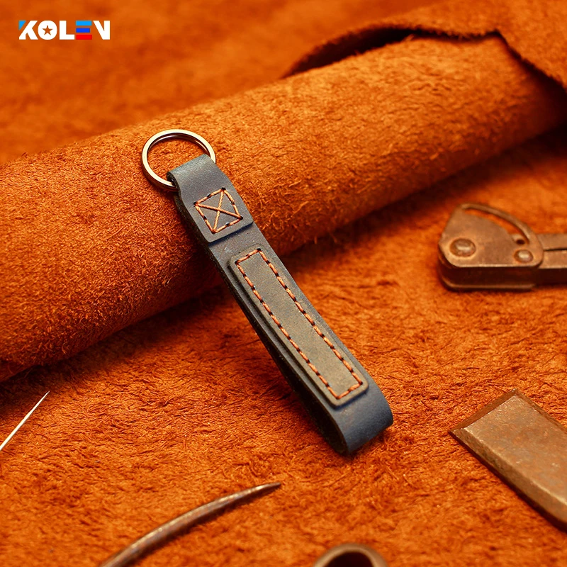 Брелок для ключей из натуральной кожи ручное плетение металлическое кольцо