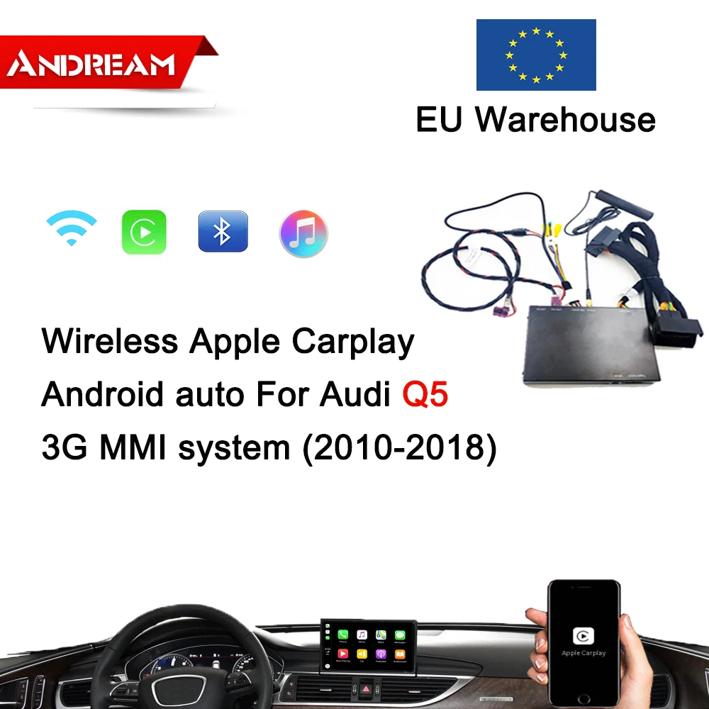 Беспроводной Apple Carplay Android авто интерфейс коробка для AUDI Q5 экран обновление