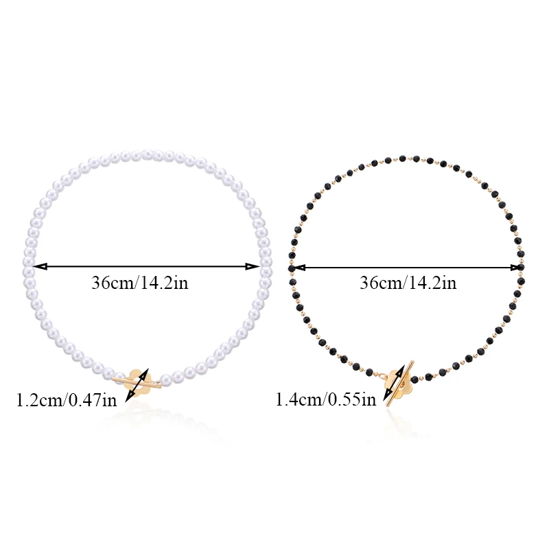 

All-match Clavicle Chain For Women Black Crystal Glass Bead Chain Choker Flower Lariat Lock Collar Necklace Jewelry Party