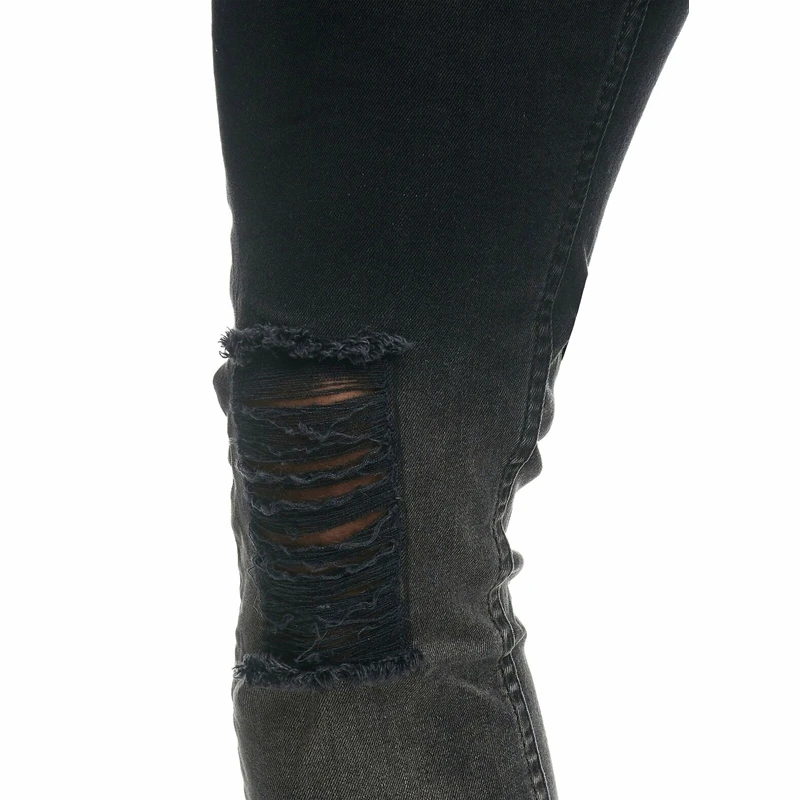 

Mens Fashion Hole Ripped Jeans Button Zip Up Male Casual Daily Denim Pants Skinny Distressed Slim Fit Biker Casual Trouser 2019