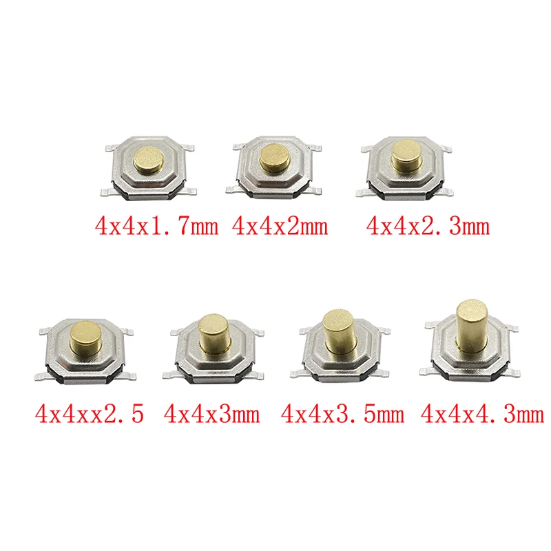 

50Pcs 4x4mm PCB Tactile Push Button Switch Micro Switch Mini Momentary Tact Switch Key Button SMD 4*4*1.7/2/2.3/2.5/3/3.5/4.3MM