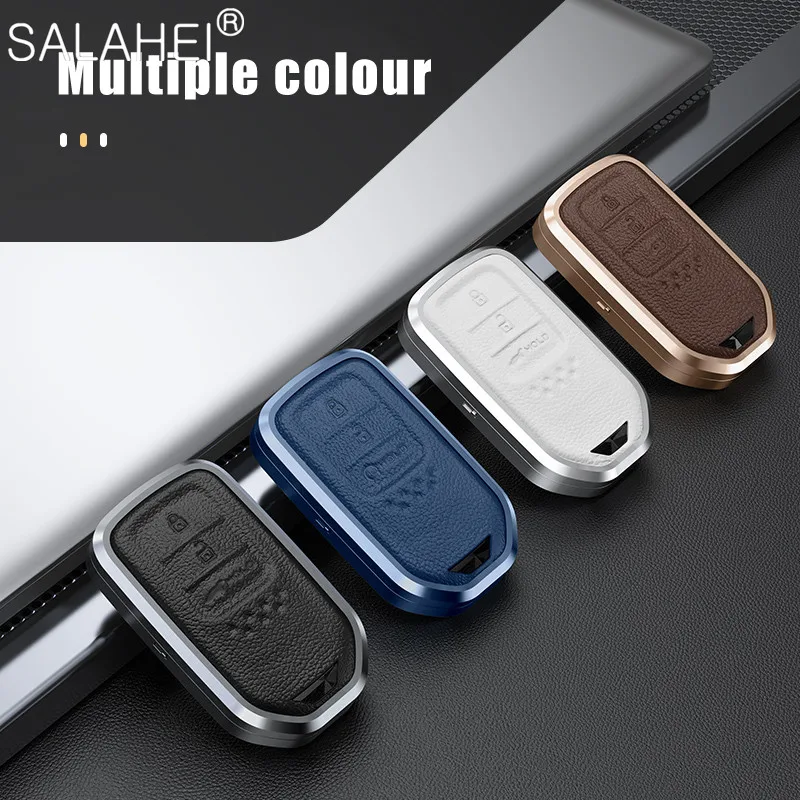 

Aluminum Alloy Car Leather Key Case Cover Remote Full For Honda CRV Pilot Accord Civic Fit HR-V Odyssey 2016-2018 Auto Keychian