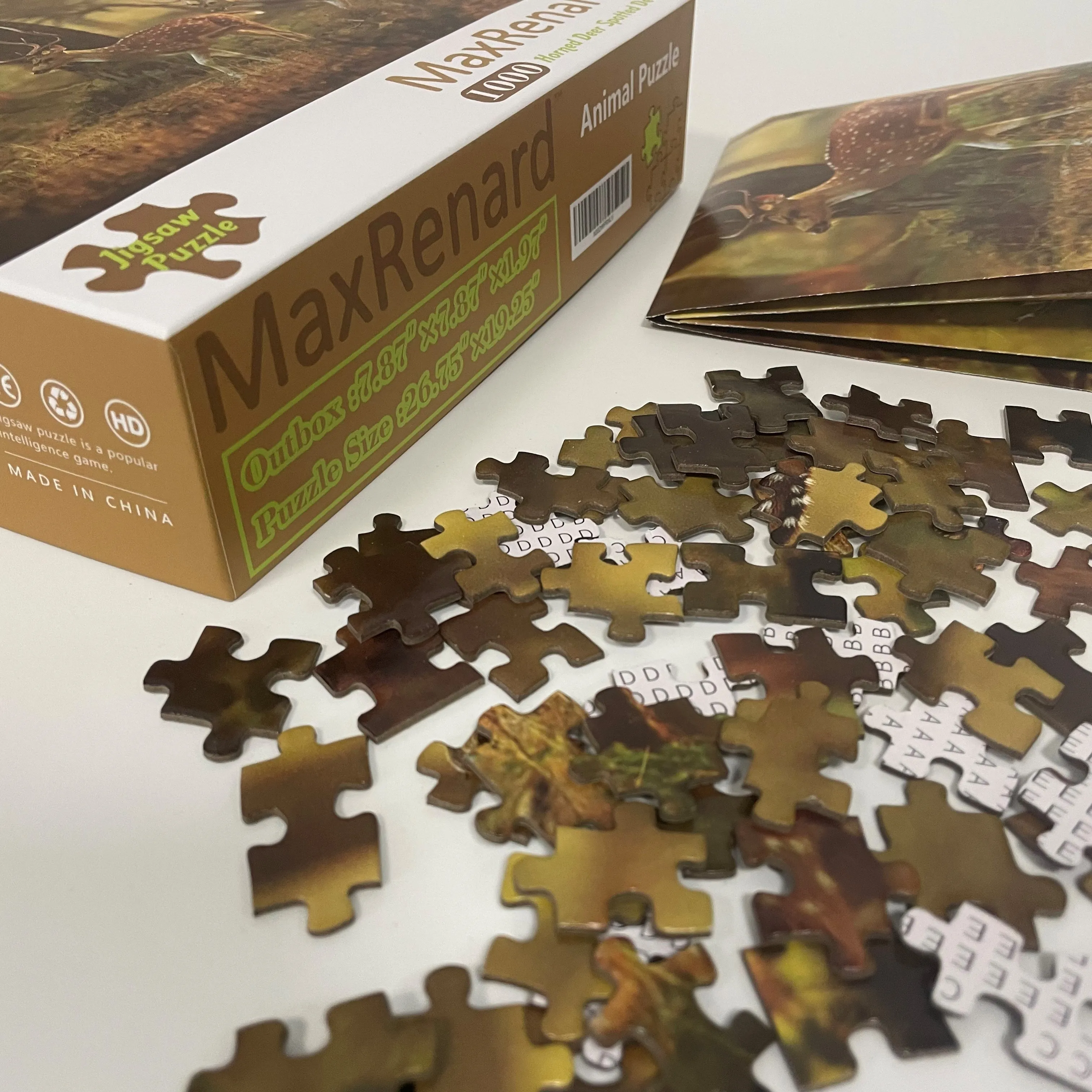 

MaxRenard 1000 Pieces Thick Jigsaw Puzzles Horned Deer 50*70cm High Quality Paper Assembling Puzzle Kids Learning Home Fun Deco