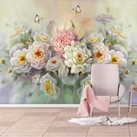 custom photo wall 3d european style hand painted flower butterfly art oil painting living room sofa tv backdrop mural wallpaper