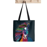 2021 shopper horse running tote bag printed tote bag women harajuku shopper handbag girl shoulder shopping bag lady canvas bag
