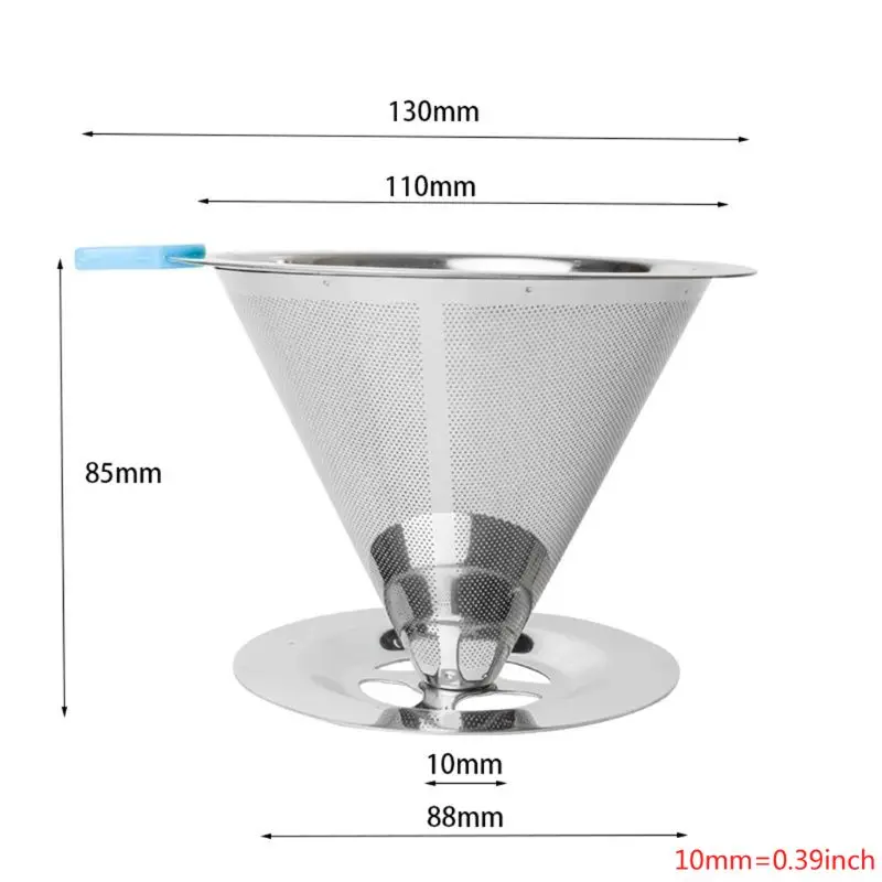 Многоразовый фильтр для кофе 304 конический из нержавеющей стали корзины сетчатый