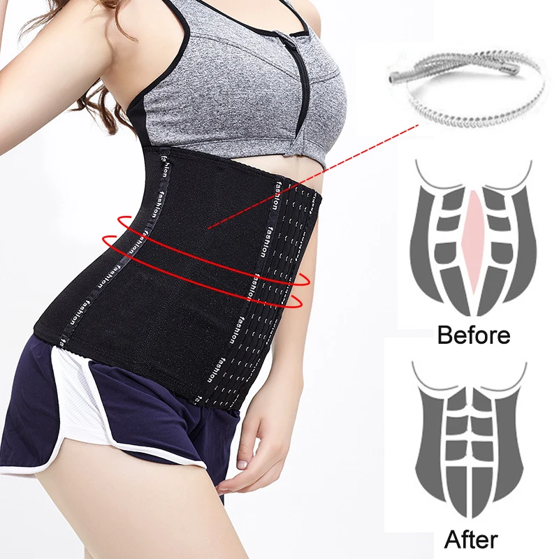 Женский корсет для тренировки талии черный под грудью стальной моделирующий