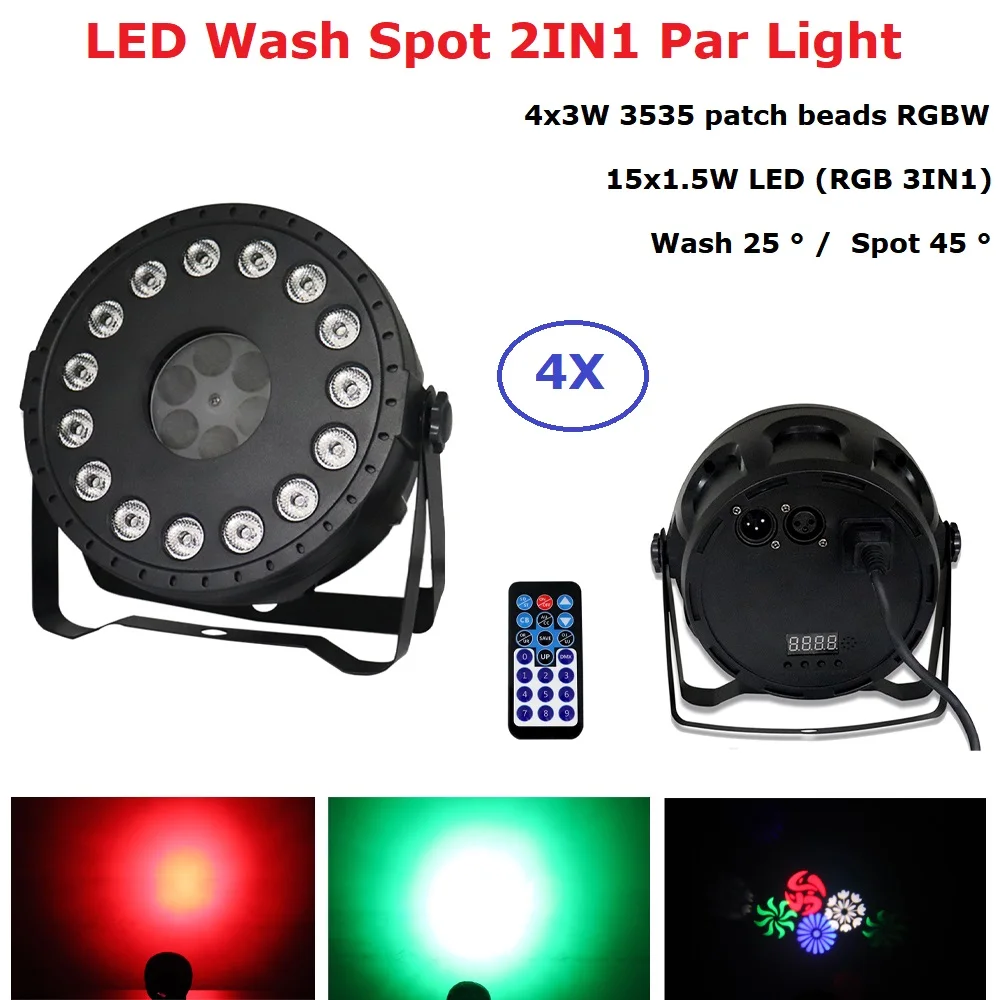 

Прожектор светодиодный 2 в 1, 15 х1, 5 Вт + 4 х3 Вт