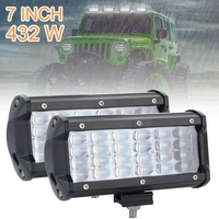 2pc 7 inch work light 432w 43200lm row off road spot flood combo beam led light bar driving fog lamps for jeep suv atv utv truck