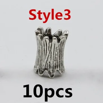 10pcs Style3 10 шт./упак. тибетские серебряные viking 4 вида стилей, подвязанные лентой, с объемной волной, дредлоки, для увеличения объема, бороды кольца трубки Набор аксессуаров для тонких косичек - Цвет: 10pcs Style3