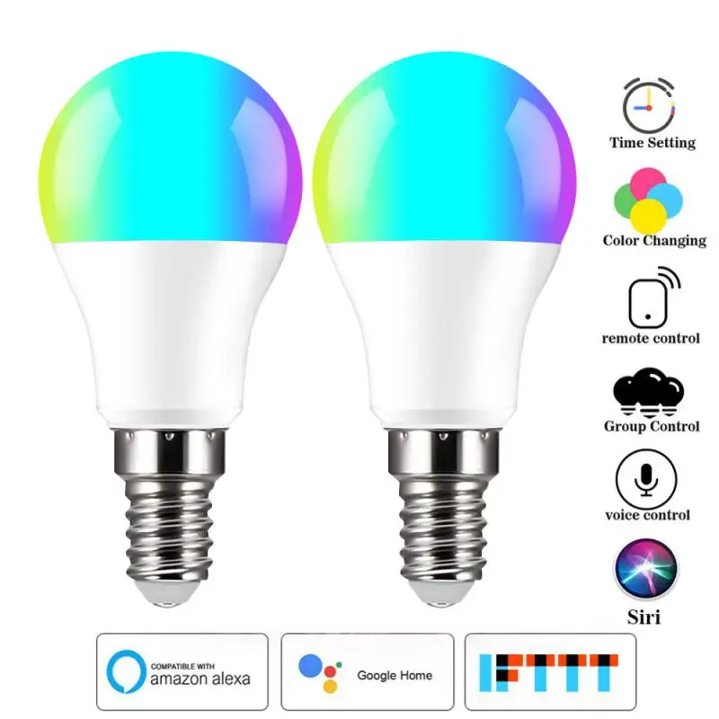 

6W E14 WiFi Smart Light Bulb RGB Lamp Work With Echo Alexa/Google Home AC85-265V RGB+White Dimmable Timer Function Magic Bulb