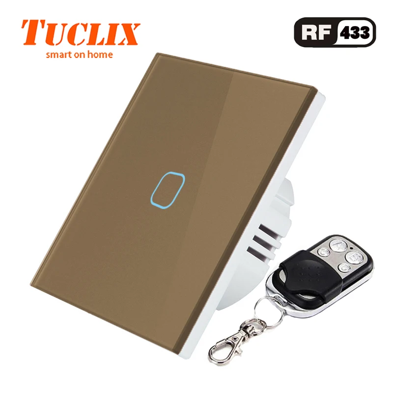 EU-RF-01 Coffee-X04 TUCLIX ЕС стандартный умный настенный выключатель дистанционного управления 1 комплект 1 способ беспроводной пульт дистанционного управления сенсорный светильник переключатель - Цвет: EU-RF-01 Coffee-X04