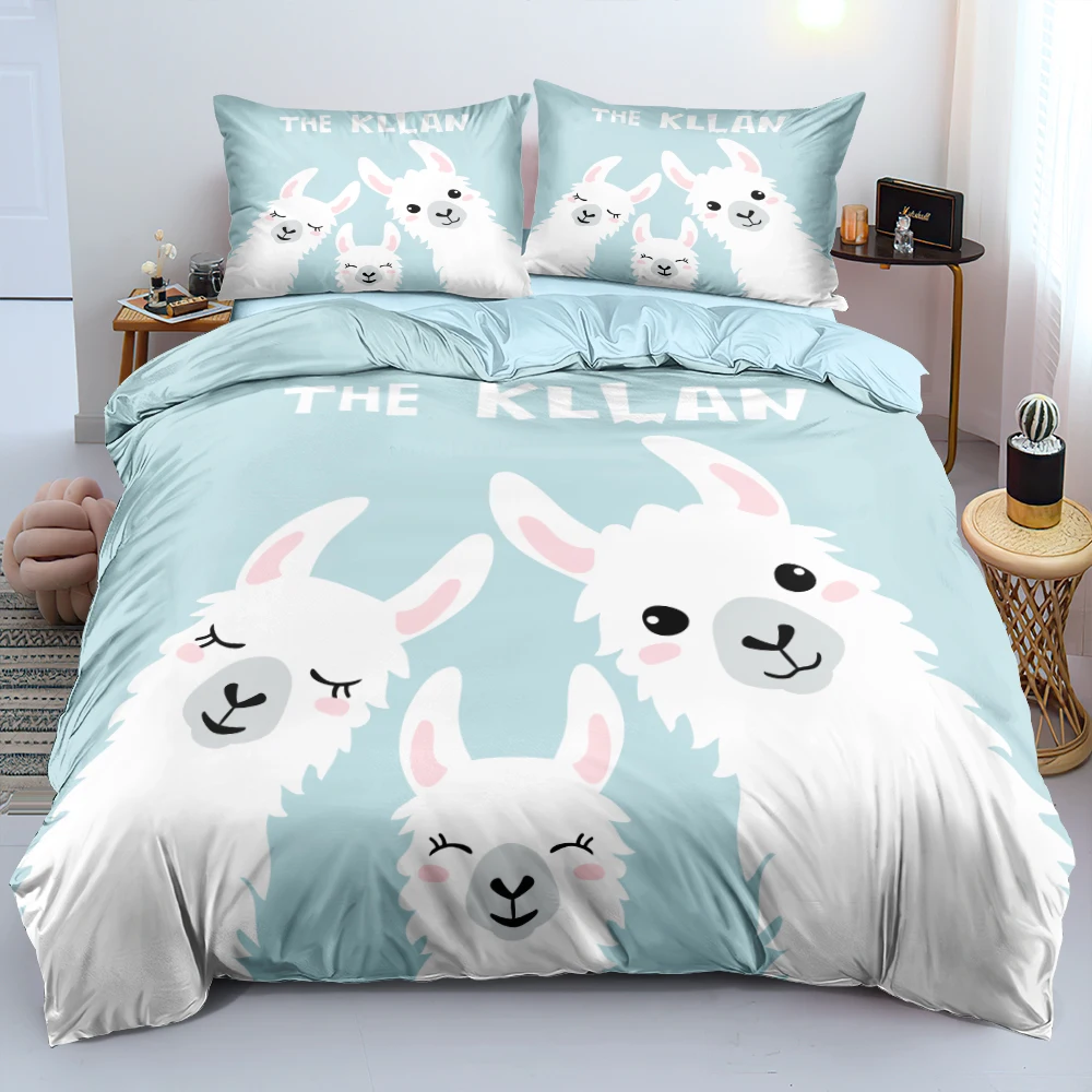 

King Bed Linens Alpaca Pattern Duvet cover set Queen Quilt/Comforter case Pillow shams Double Full size Custom Bedding sets