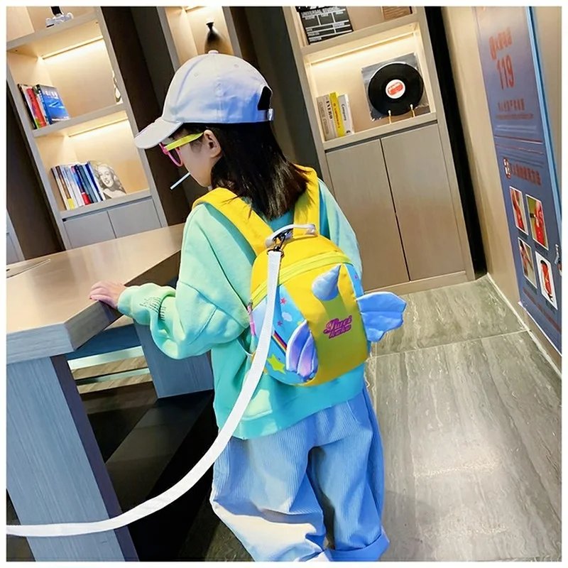 

2021 New Arrival Kids Kawaii Unicorn Backpack Children Anti-lost Bag Waterproof Nylon Schoolbag For Boys And Girls