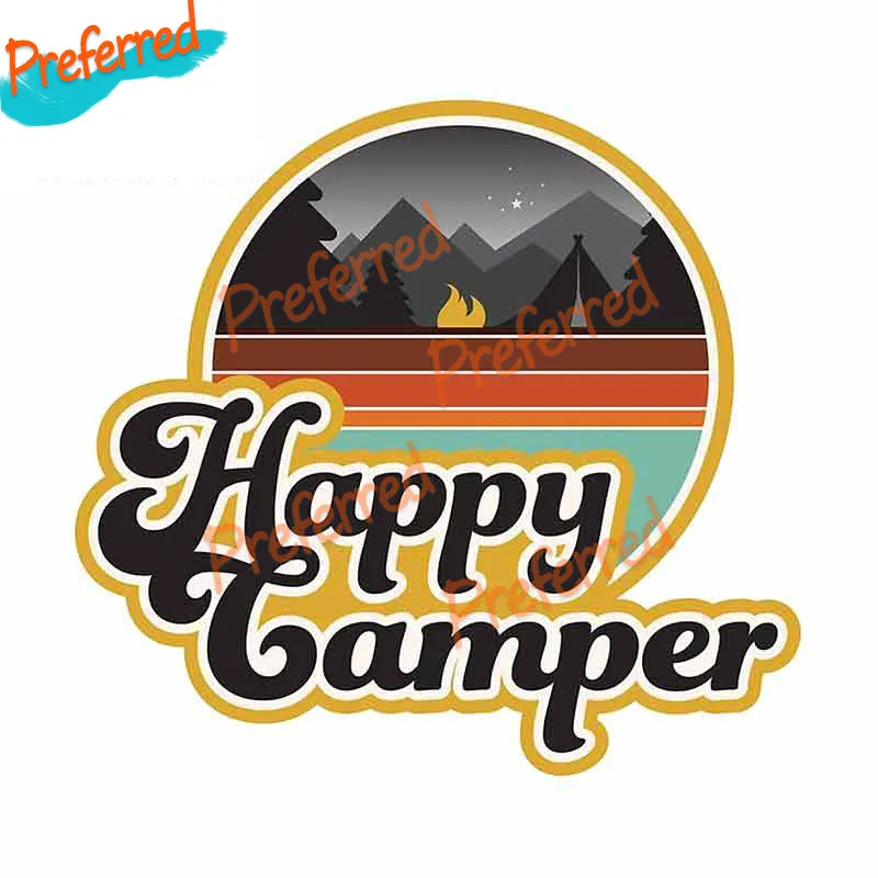 

High Quality Decals Exterior Accessories Happy Camper Bumper Car Stickers and Decal Laptop Creative Cartoon Vinyl Decoration