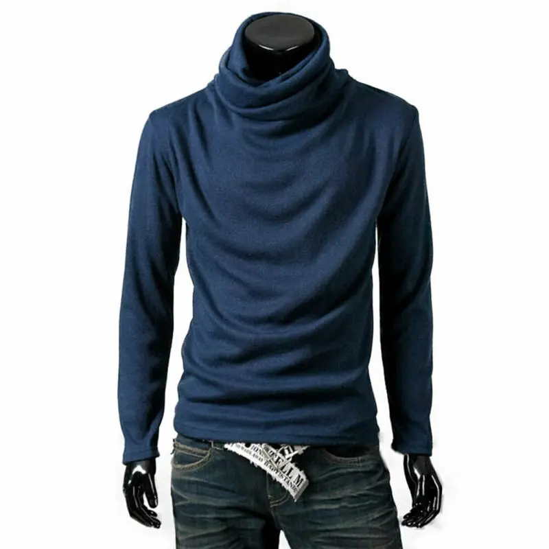 Брендовые новые мужские свитера зимний теплый Хлопковый пуловер с высоким