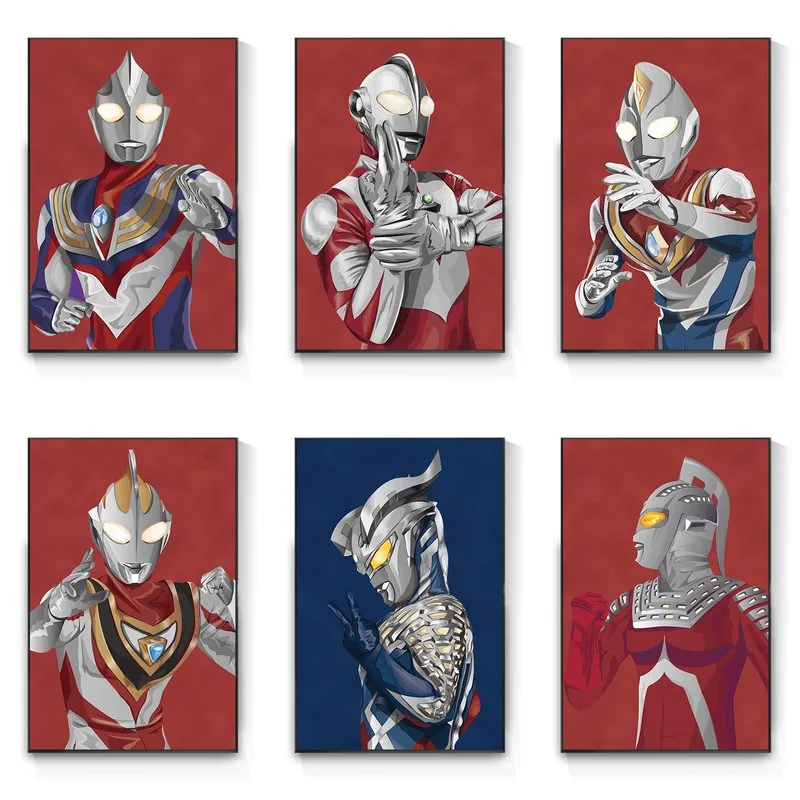 

Classic Anime Ultramans Portrait Posters and Prints Modern Children's Room Wall Art Canvas Painting Home Decoration Boy Bedroom