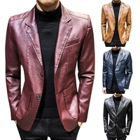 autumn winter coats jackets men solid color faux leather suit jacket long sleeve lapel blazer mens jackets and coats