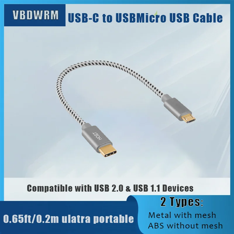 

Short Type C USB-C To Micro USB Cable USB C to Micro USB OTG Sync Data Charging Cable 0.2m for xiaomi Samsung macbook pro