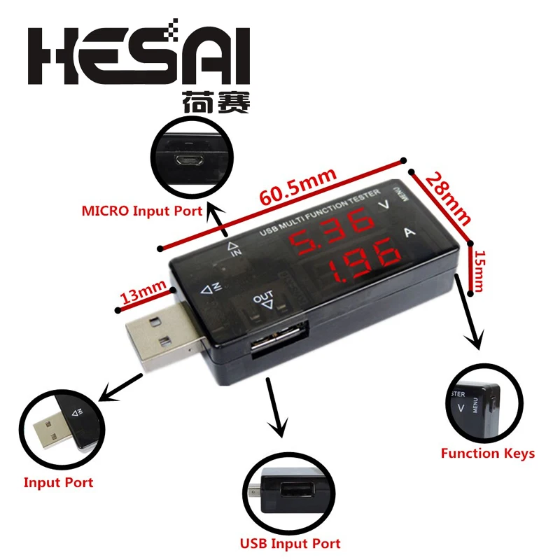 Цифровой дисплей USB Многофункциональный тестер 4 в 30 мини Ток Напряжение зарядное
