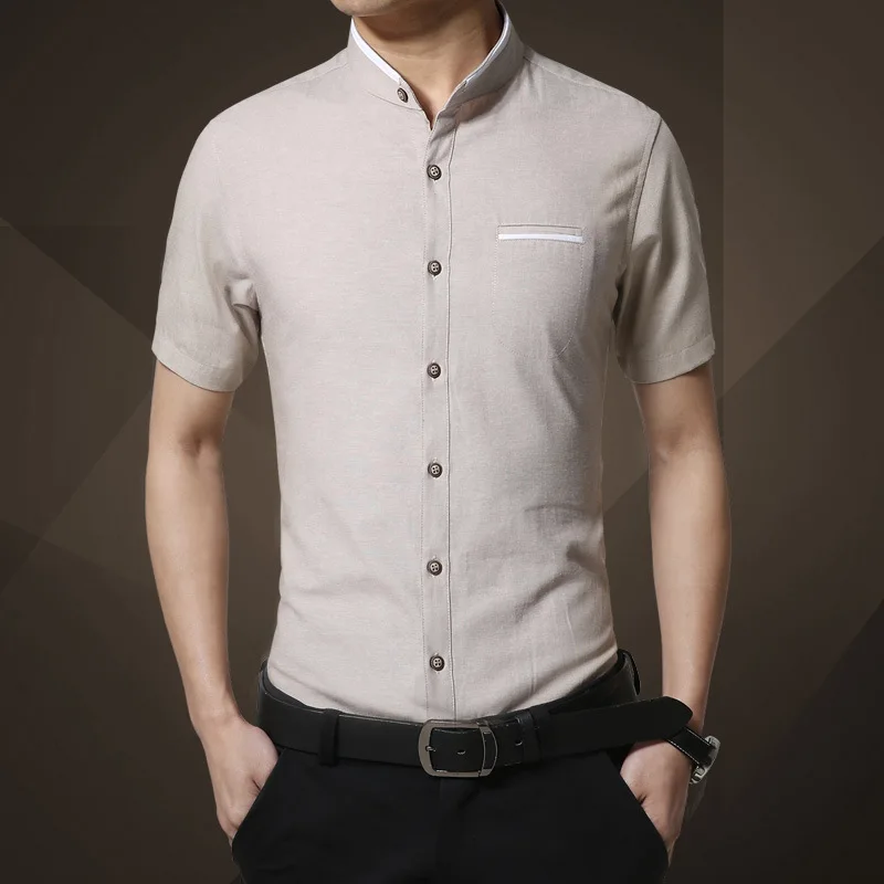 

2021 Brand Men's New Shirt Summer Short Sleeve Shirt Slim Cotton Top